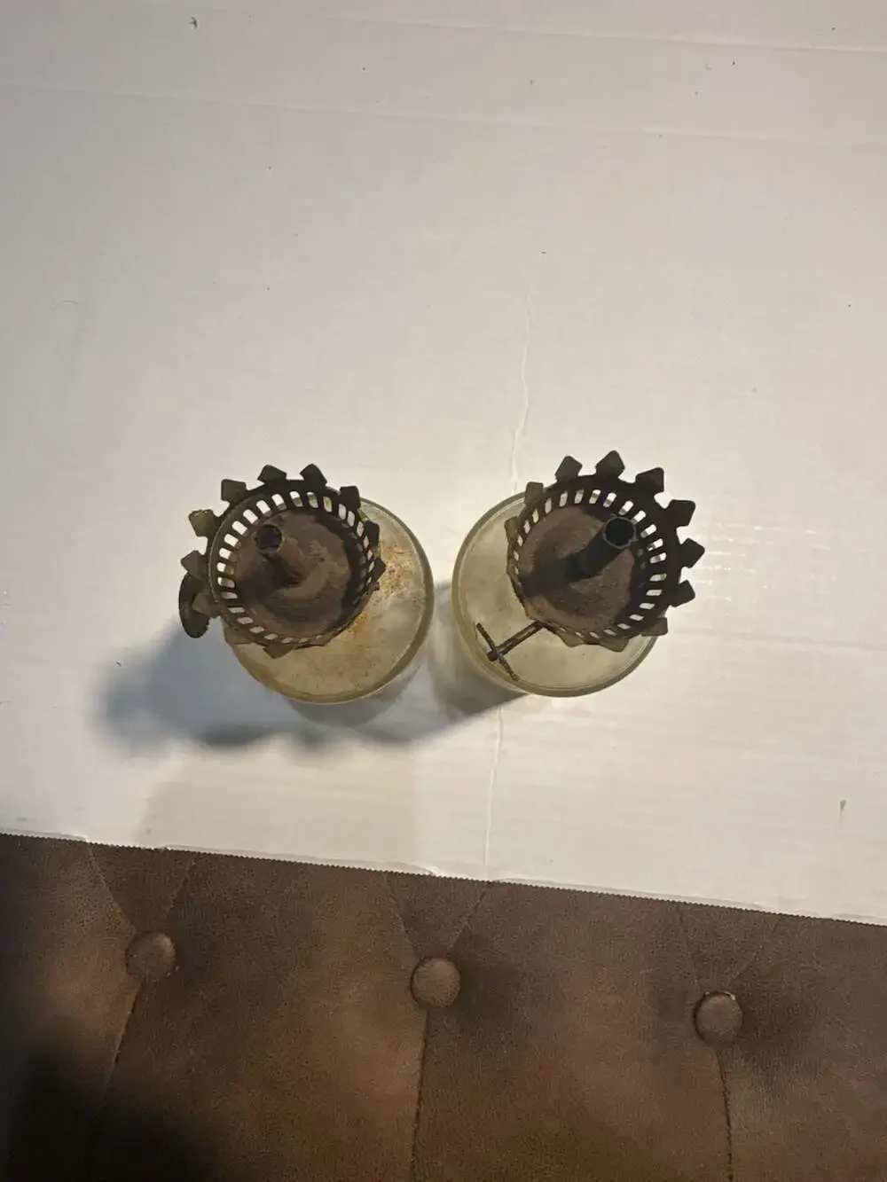 Set of 2 Vintage Lamplight Farms Glass Oil Lamps No. 3577